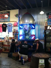 Wayde and Redneck working on the bottom half of the fish tank.