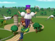 Farmer Al und Mayor Humdinger in einer Szene.
