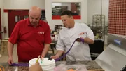Mauro and Joey working on fondant for the divorce cake.