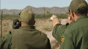 Nogales, AZ: Three Customs and Border Protection agents in the desert. In the harsh terrain of the Arizona desert, smugglers try to cross undetected from Mexico to the US and back. (Photo Credit: © NGT)