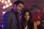L-R: Lucifer Morningstar (Tom Ellis), Eve (Inbar Lavi)