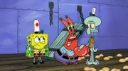 L-R: SpongeBob SquarePants, Mr. Krabs, Squidward.