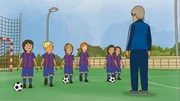 Fußballtrainer Malzi trainiert die Bambinimannschaft.