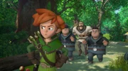 Robin Hood  ist in einen Hinterhalt geraten. Die Söhne des Sheriffs, Rolf und Ralf schleichen sich mit einem Wachmann an.