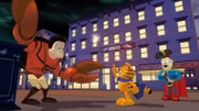Garfield und Odie beschließen Superhelden zu werden. "Der Rächer mit dem Umhang" und sein treuer Gefährte "Schlabberzunge" beschützen nun die Stadt.