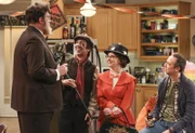 (v.l.n.r.) Bert (Brian Posehn); Howard (Simon Helberg); Bernadette (Melissa Rauch); Stuart (Kevin Sussman)
