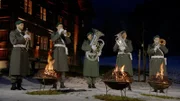 Blechbläserensemble Militärmusik Vorarlberg vor dem Klostertalmuseum.