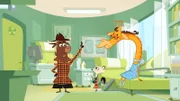 Sherlock Yack verspricht der Giraffe, den Täter zu finden.