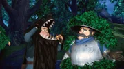 Der Sheriff bekommt Informationen von seinem Sohn, der sich als Werwolf verkleidet hat um so Robin Hood anzulocken.