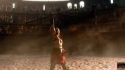 Kampfszene eines Retiarius Gladiatoren.