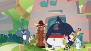 Gorilla, Schildkröte und der alte Rotfuchs werden verdächtigt, beim Pavian eingebrochen zu haben.