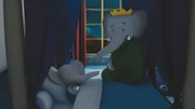 Großvater Babar wünscht Badou nach der Erinnerungsparty eine gute Nacht.