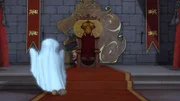 Ein Geist erscheint plötzlich mitten in der Nacht im Schloss. Prinz John versteckt sich.
