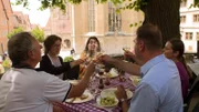 Rothenburg ob der Tauber - Stadtansicht.; Burg Colmberg auf der Frankenhöhe.; Weintrinken beim Reichsküchenmeister an der Jakobskirche.