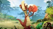 Rocky ist ungeduldig und möchte unbedingt wissen, wer oder was sich im Ei verbirgt. Doch er muss lernen, seine harte Dino-Seite zu unterdrücken und behutsam mit dem Ei umzugehen.