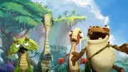 Die vier Dinosaurierfreunde treffen zum ersten Mal auf den gigantischen, furchteinflößenden Gigantosaurus.