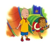 Caillou (li.) hat mit dem neuen Nachbarsjungen Jason Freundschaft geschlossen.
