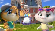Lampo (l.), Oma Pina (m.) und Milady verteidigen das Haus!