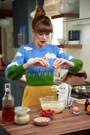 Mary bereitet ihren Kuchen vor.