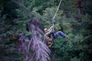 Carlos crossing the zip line.