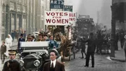 Studenten setzen sich für das Wahlrecht der Frauen ein, Sydney, 1913. Australien in Farbe.