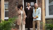 The host's stand outside of the Disco House after their renovations, As seen on HGTV's Bargain Block