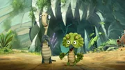 Rocky und Tiny (r.) haben große Angst vor dem besagten Kreischosaurus.
