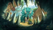 Tinys großer Bruder Trey warnt die kleinen Dinos vor einem Höhlenmonster namens Kreischosaurus.