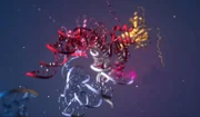 Prototyp eines Proteins, modelliert auf der Basis von Aufnahmen hochauflösender Mikroskope. Es ist dreidimensional gefaltet und besteht aus vielen Aminosäureketten.