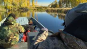 James Roberts (R) and Ralph Holmberg (L) head out in search of moose.