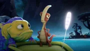Als Bill Angst vor dem Gigantosaurus bekommt, erklärt Rocky ihm, dass es sich nur um einen harmlosen Riesenfisch handelt.