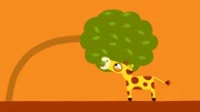 Dank des starken Windes bekommt die kleine Giraffe ein paar Blätter.