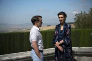 l-r: Roman Roy (Kieran Culkin), Lady Caroline Collingwood (Harriet Walter)