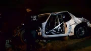 The wreckage of the Crow after Big Chief races Brian Davis from Detroit.