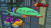 Der Professor ärgert sich über die sicherheitsbewusste Leela und haut ab; das Planet Express-Schiff nimmt er mit. Schon bald lernt er eine Gang, die wilde Straßenrennen fliegt, kennen. Sie helfen ihm, das Schiff zu tunen ...