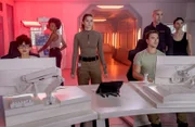 THE ARK -- “The Painful Way” Episode 109 -- Pictured: (l-r) Stacey Read as Alicia Nevins, Christie Burke as Lt. Sharon Garnet, Richard Fleeshman as Lt. James Brice, Pavle Jerinic as Felix Strickland, Tamara Radovanović as Jelena Griff -- (Photo by: Aleksandar Letic/Ark TV Holdings, Inc./SYFY)