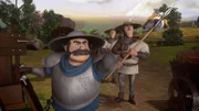 Der Sheriff und seine Männer verfolgen Robin Hood.