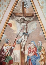 The Crucifixion, Our Lady of Assumption church, Cordon, Haute-Savoie, France, Europe