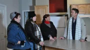 David Bromstad talks to winners in the kitchen of the hero house