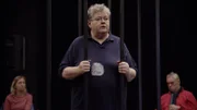 Proben für das Theaterstück „Hierbleiben - Spuren nach Grafeneck“ des inklusiven Ensembles des Theaters Reutlingen „Die Tonne“ mit Gabriele Wermeling (M).