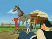 Pippi Langstrumpf - Die Zeichentrickserie, Der schlimme Herr Blomsterlund. Pippi, Tommy und Annika entdecken, dass Bauer Blomsterlund seine Tiere auf dem Hof quält. Pippi möchte ihm eine Lektion erteilen und nimmt alle Tiere mit zu sich in die Villa Kunterbunt.