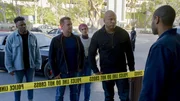 (v.l.n.r.) Special Agent Devin Roundtree (Caleb Castille); Special Agent G. Callen (Chris O'Donnell); Special Agent Fatima Namazi (Medalion Rahimi); Special Agent Sam Hanna (LL Cool J)