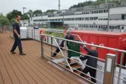 Die Crew-Mitglieder der "MS Anesha" beim Loading in Passau.