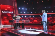 Moderator Jörg Pilawa (r.) mit den Kandidaten des Teams „Comedy“: Die Comedians Atze Schröder (l.) und Paul Panzer (2.v.l.).