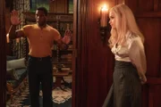 L-R: Atticus Freeman (Jonathan Majors) and Christina Braithwhite (Abbey Lee)