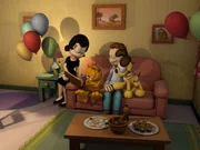 Jon m&ouml;chte f&uuml;r Liz' Geburtstag ein Familienfoto von sich, Odie und Garfield machen - und zwar mit Selbstausl&ouml;ser.
