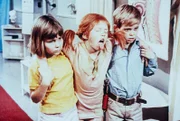 (v.li.): Maria Persson (Annika), Inger Nilsson (Pippi Langstrumpf), Pär Sundberg (Tommy).