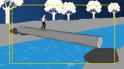 Animation demonstrating the science behind walking on a log.