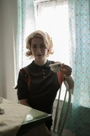 Ronnie Gedeon enjoying her tea.