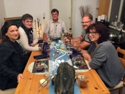 V.l.: Birte, Birgit, Gastgeber Thorsten, Carsten und Iris